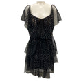 Load image into Gallery viewer, Gemy Maalouf Black Sequined Tiered Mesh Tulle Cocktail Dress