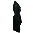 Load image into Gallery viewer, Fleurette Metallic Black Mid Length Leather Coat with Belt