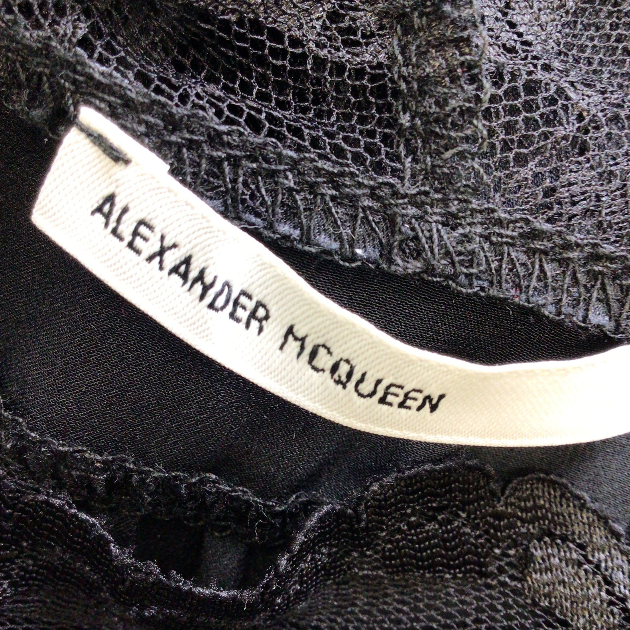 Alexander McQueen Black Bow Detail Cold Shoulder Lace Dress