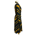 Load image into Gallery viewer, Proenza Schouler Black / Gold Striped Long Sleeved Crepe Midi Dress