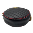 Load image into Gallery viewer, Gucci Black / Red GG Marmont Mini Round Shoulder Bag