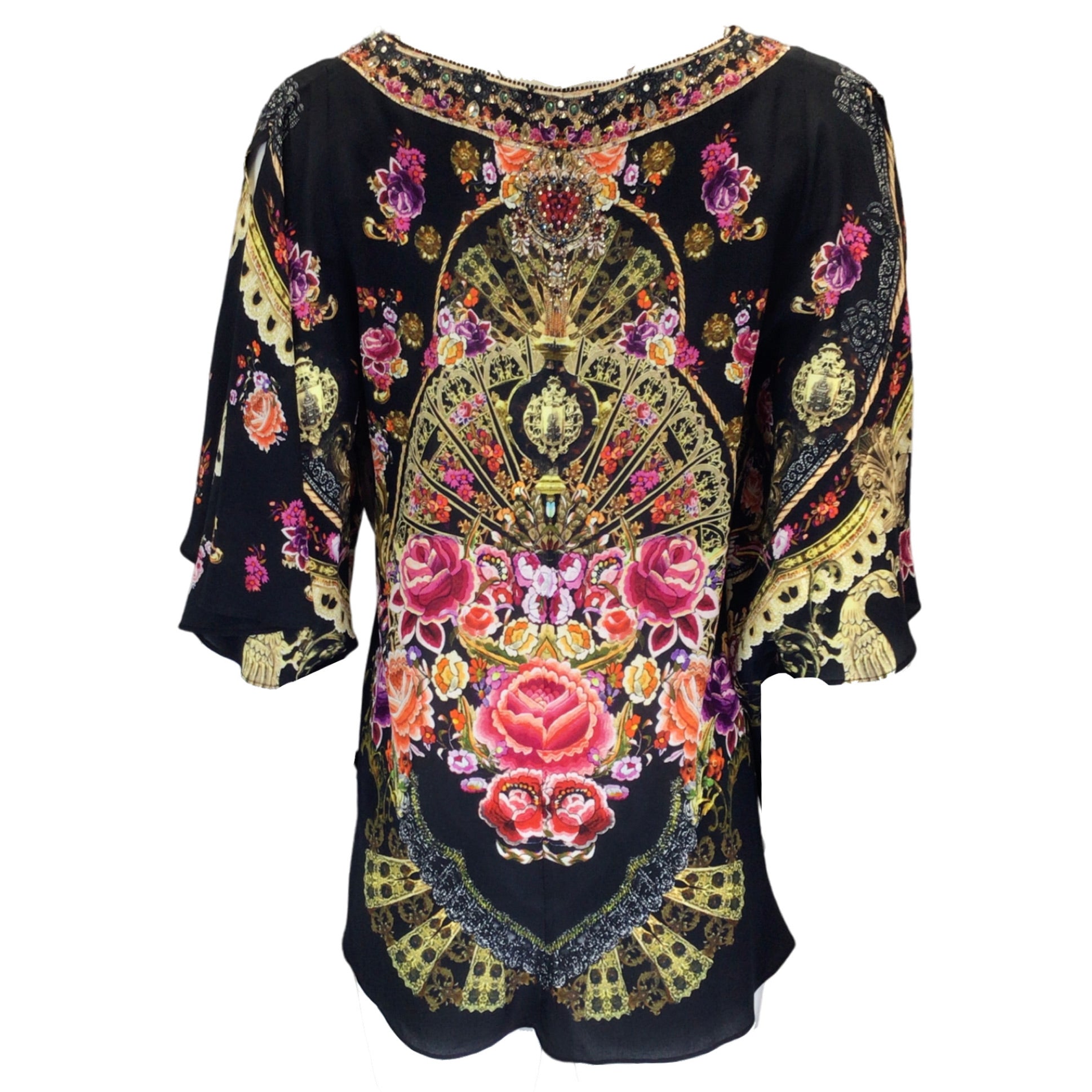 Camilla Black Multi Embellished Silk Blouse