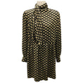 Load image into Gallery viewer, Celine Black / Gold Metallic Fall Winter Triompe Logo Tie Neck Silk Dress