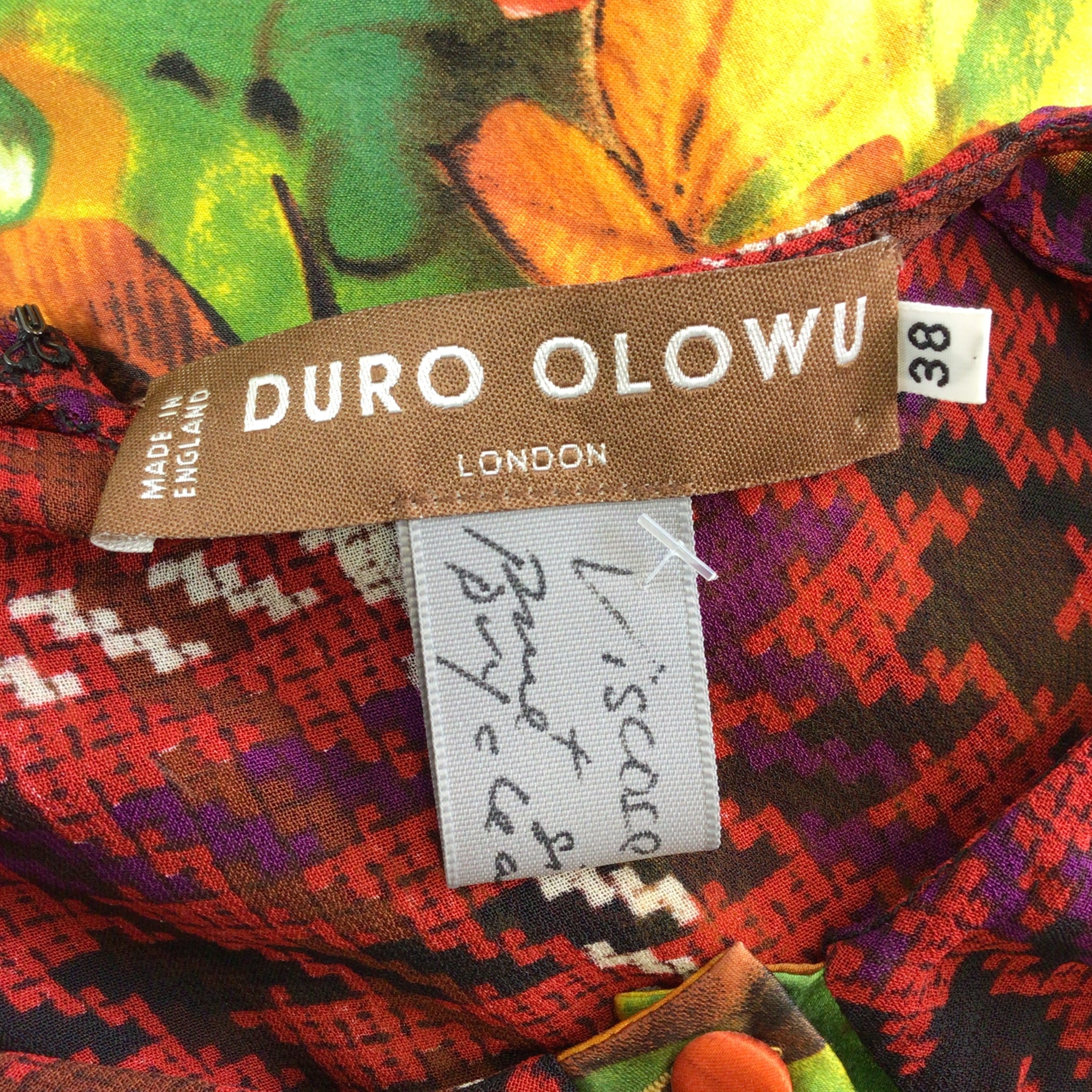 Duro Olowu Red Multi Printed Silk Trimmed Viscose Crepe Dress