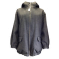 Load image into Gallery viewer, Plan C Black / White / Grey Hooded Full Zip Woven Wool Tweed Padded Coat