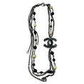 Load image into Gallery viewer, Chanel 2012 Strass CC Logo Pendant Black Beads and Pearls Multi Strand Chain Necklace