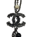 Load image into Gallery viewer, Chanel 2012 Strass CC Logo Pendant Black Beads and Pearls Multi Strand Chain Necklace