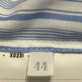 Load image into Gallery viewer, Prada Light Blue / White / Orange Ruffle Detail Striped Midi Shirt Dress with Belt