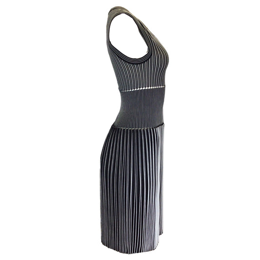 Alaia Black / White Striped Sleeveless Knit Dress