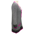 Load image into Gallery viewer, Chanel Grey / Black / Purple 2021 Sequined Metallic Knit CC Logo Button Cardigan Sweater