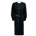 Load image into Gallery viewer, Tibi Black Long Sleeved Stretch Cotton Midi Dress with Belt
