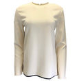 Load image into Gallery viewer, Victoria Beckham Ivory / Black Lambskin Leather Trimmed Crepe Top