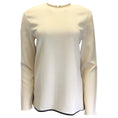 Load image into Gallery viewer, Victoria Beckham Ivory / Black Lambskin Leather Trimmed Crepe Top
