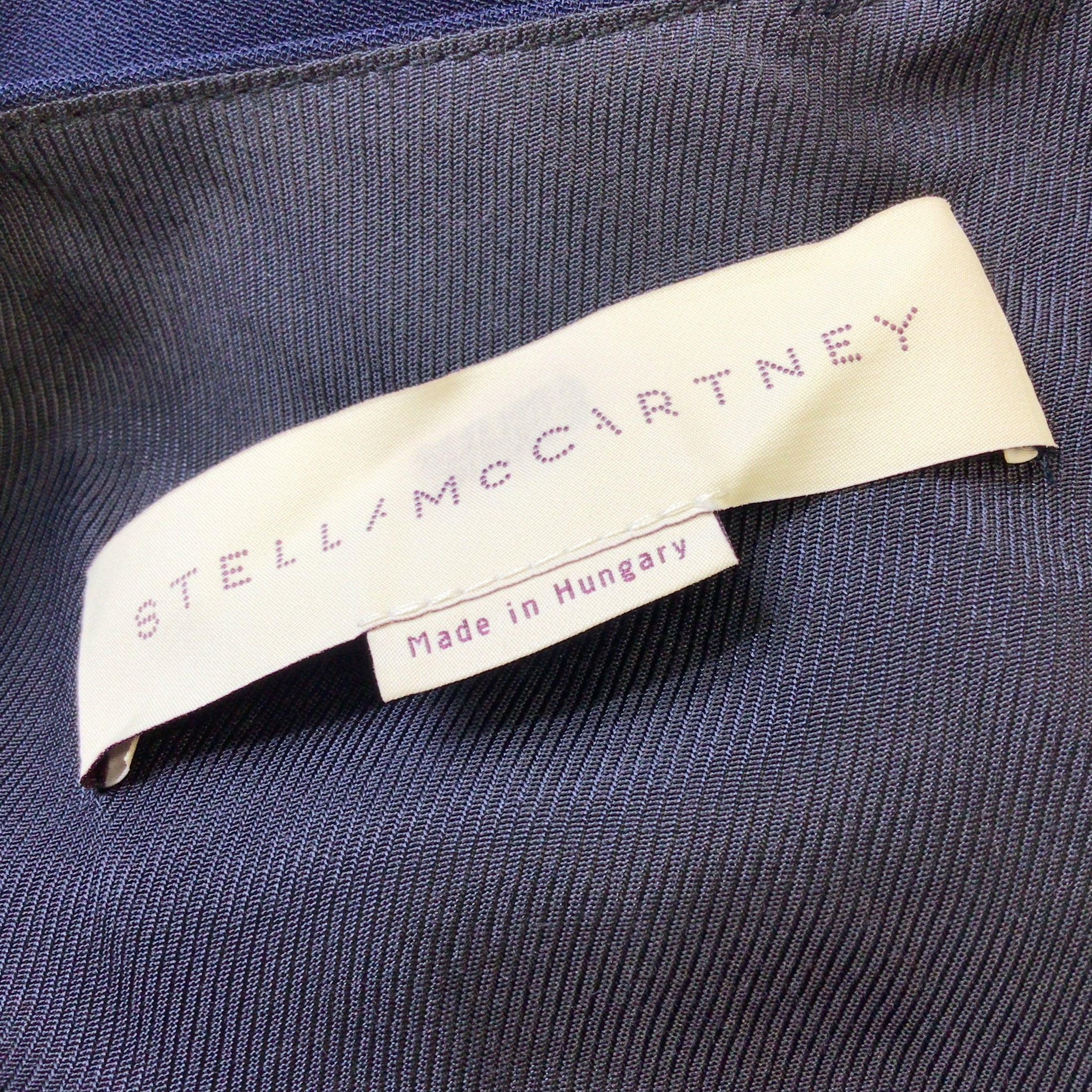 Stella McCartney Navy Blue Short Sleeved Layered Crepe Dress