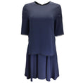 Load image into Gallery viewer, Stella McCartney Navy Blue Short Sleeved Layered Crepe Dress
