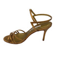 Load image into Gallery viewer, Manolo Blahnik Bronze Metallic Leather Ankle Strap Sandals

