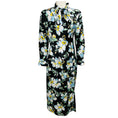 Load image into Gallery viewer, Tom Ford Black / Blue / Green Multi Floral Printed Tie Neck Silk Midi Dress