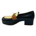 Load image into Gallery viewer, Gucci Black / Cream / Tan Chunky Leather Loafers with Antiqued Gold Horsebit Detail