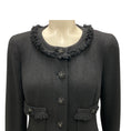 Load image into Gallery viewer, Chanel Black 2008 Fringed CC Logo Button Wool Tweed Peplum Hem Jacket