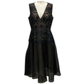Load image into Gallery viewer, Lela Rose Black / Beige Embroidered Lace Sleeveless Midi Cocktail Dress
