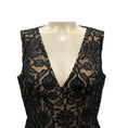 Load image into Gallery viewer, Lela Rose Black / Beige Embroidered Lace Sleeveless Midi Cocktail Dress