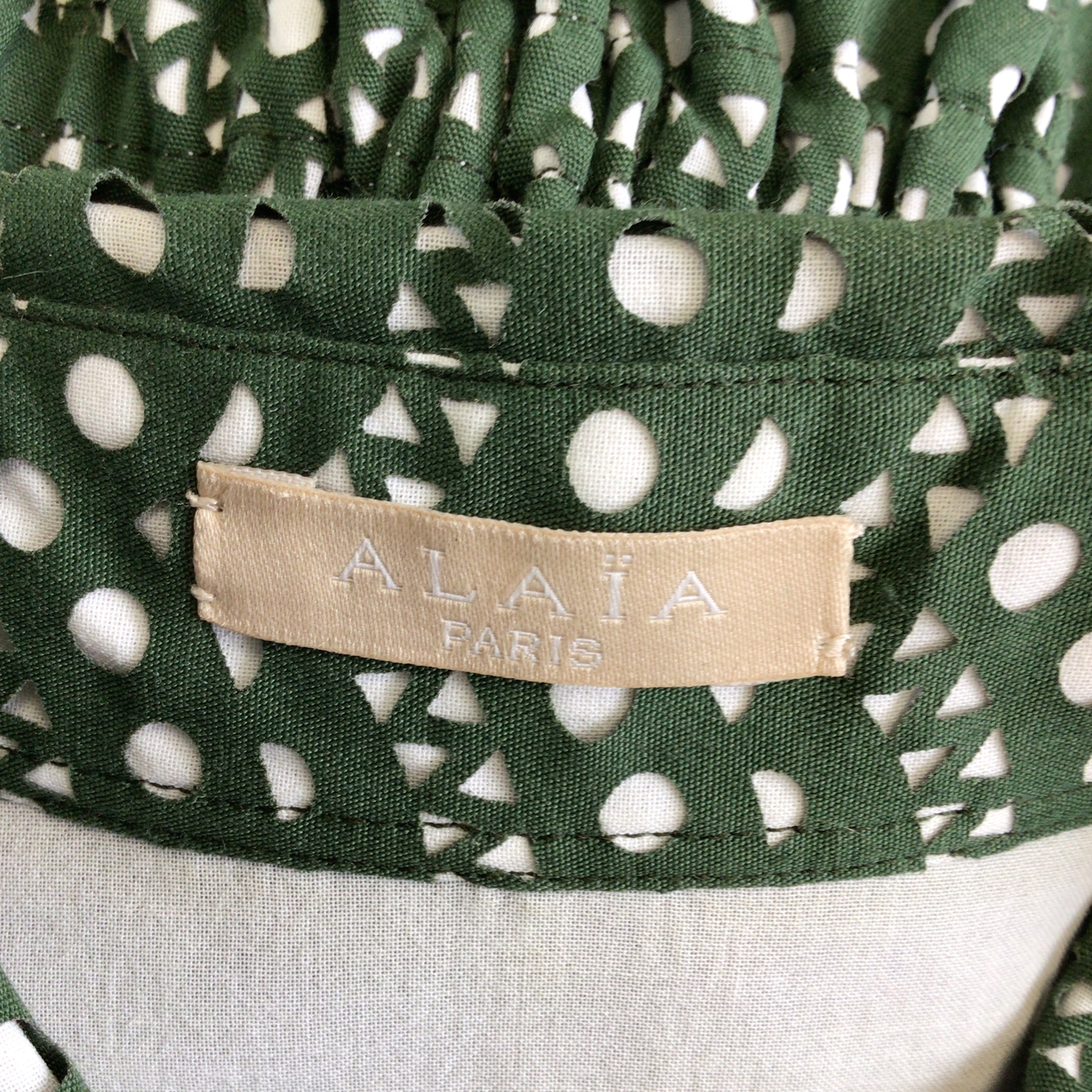 Alaia Green / White Laser Cut Sleeveless Cotton Top
