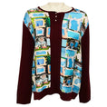 Load image into Gallery viewer, Maison Margiela Burgundy / Blue Multi Pool Scarf Print Silk and Wool Knit Sweater