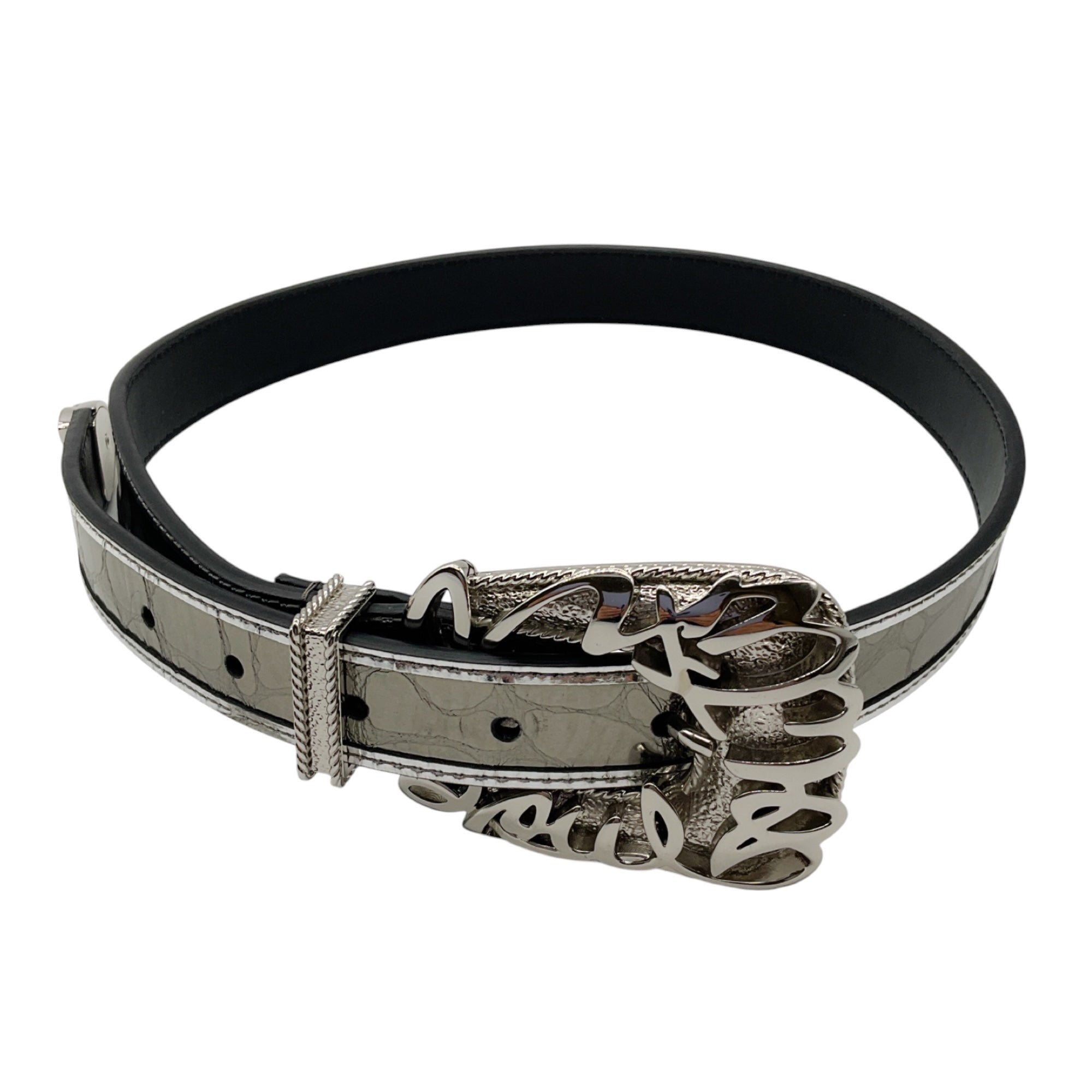 CHRISTIAN LOUBOUTIN ANTHRACITE EMBOSSED LEATHER GIDDY BELT Christian Louboutin - Giddy Dundee Belt in Anthracite main image 4