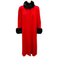 Load image into Gallery viewer, Fleurette Red / Black Fur Trimmed Mid Length Lambswool Coat