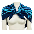 Load image into Gallery viewer, Hermes Navy Blue / Turquoise Cavalcadour Print Square Silk Twill Scarf