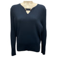 Load image into Gallery viewer, Chanel Navy Blue Button Detail Long Sleeved Ribbed Knit Top