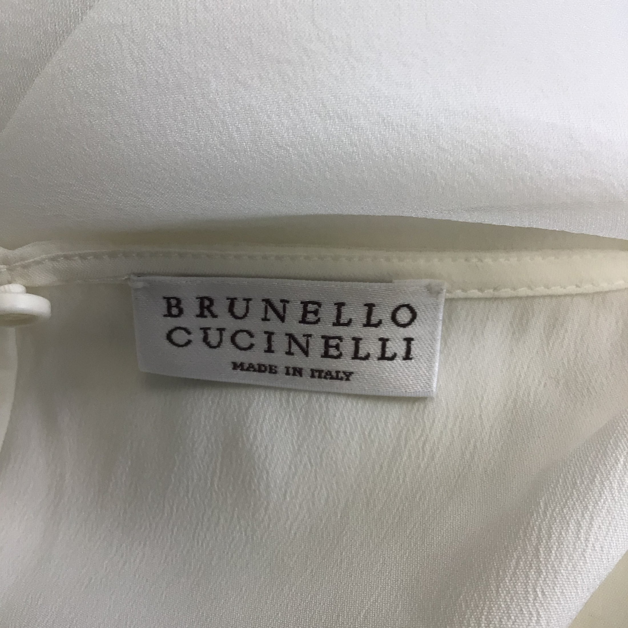 Brunello Cucinelli White / Silver Monili Beaded Silk Top
