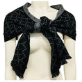 Load image into Gallery viewer, Gucci Black / Grey GG Logo Fringed Trim Wool Scarf