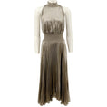 Load image into Gallery viewer, A.L.C. Antique Gold Renzo Pleated Metallic Halter Dress