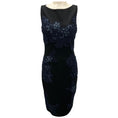 Load image into Gallery viewer, Blumarine Black / Blue Crystal Embellished Lace Applique Sleeveless Cocktail Dress