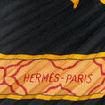 Load image into Gallery viewer, Hermes Black Multi Les Printemps de Thera Print Plisse Pleated Silk Twill Scarf