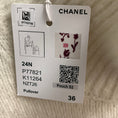 Load image into Gallery viewer, Chanel Ivory / Red / Burgundy Intarsia Cashmere Knit Pullover Sweater with Crystal CC Logo