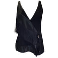 Load image into Gallery viewer, Altuzarra Black Cheyanne Fringed Crepe And Silk Satin Top
