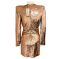 Load image into Gallery viewer, Alexandre Vauthier Rose Gold Sequin Plunging Mini Dress in Pink Gold