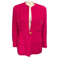 Load image into Gallery viewer, Chanel Vintage Hot Pink Boucle Wool Tweed Jacket with Gold CC Logo Buttons