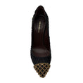 Load image into Gallery viewer, Bruno Magli Black Crystal Embellished Pleated Fabric Pumps