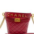 Load image into Gallery viewer, Chanel Red / Gold Hardware Quilted Calfskin Leather Boy Bucket Bag