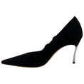 Load image into Gallery viewer, Casadei Black Suede Scalloped Edge Pumps with Silver Blade Heel