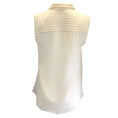 Load image into Gallery viewer, Brunello Cucinelli Ivory / Burgundy Striped Sleeveless Button-down Silk Top
