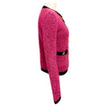 Load image into Gallery viewer, St. John Pink / Black Boucle Wool Knit Cardigan Sweater with Gold Buttons