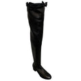 Load image into Gallery viewer, Chanel Black Interlocking CC Logo Cap Toe Over-the-Knee Thigh High Stretch Smooth Lambskin Leather Boots with CC Logo Grosgrain Bow Accent
