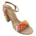 Load image into Gallery viewer, Stuart Weitzman Beige Multi Embellished Suede Ankle Strap Sandals
