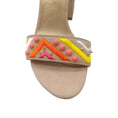 Load image into Gallery viewer, Stuart Weitzman Beige Multi Embellished Suede Ankle Strap Sandals
