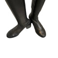 Load image into Gallery viewer, Chanel Black Interlocking CC Logo Cap Toe Over-the-Knee Thigh High Stretch Smooth Lambskin Leather Boots with CC Logo Grosgrain Bow Accent