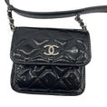 Load image into Gallery viewer, Chanel Black / Red 2020 Patent Quilted Belt In Love Double Mini Flap Waist Bag
